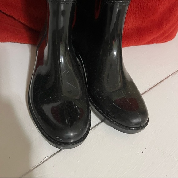 Coach Talia Rain Boots Black Glossy Knee High Rubber Riding Boots Women’s Size 7 - Picture 6 of 12